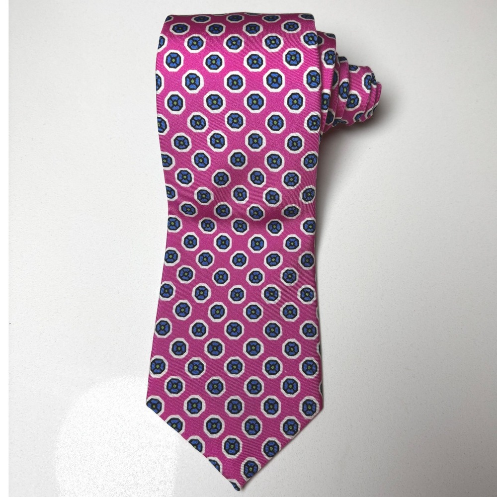 Polo Ralph Lauren Men's Pink Geometric Medallion Silk Necktie Career Prof